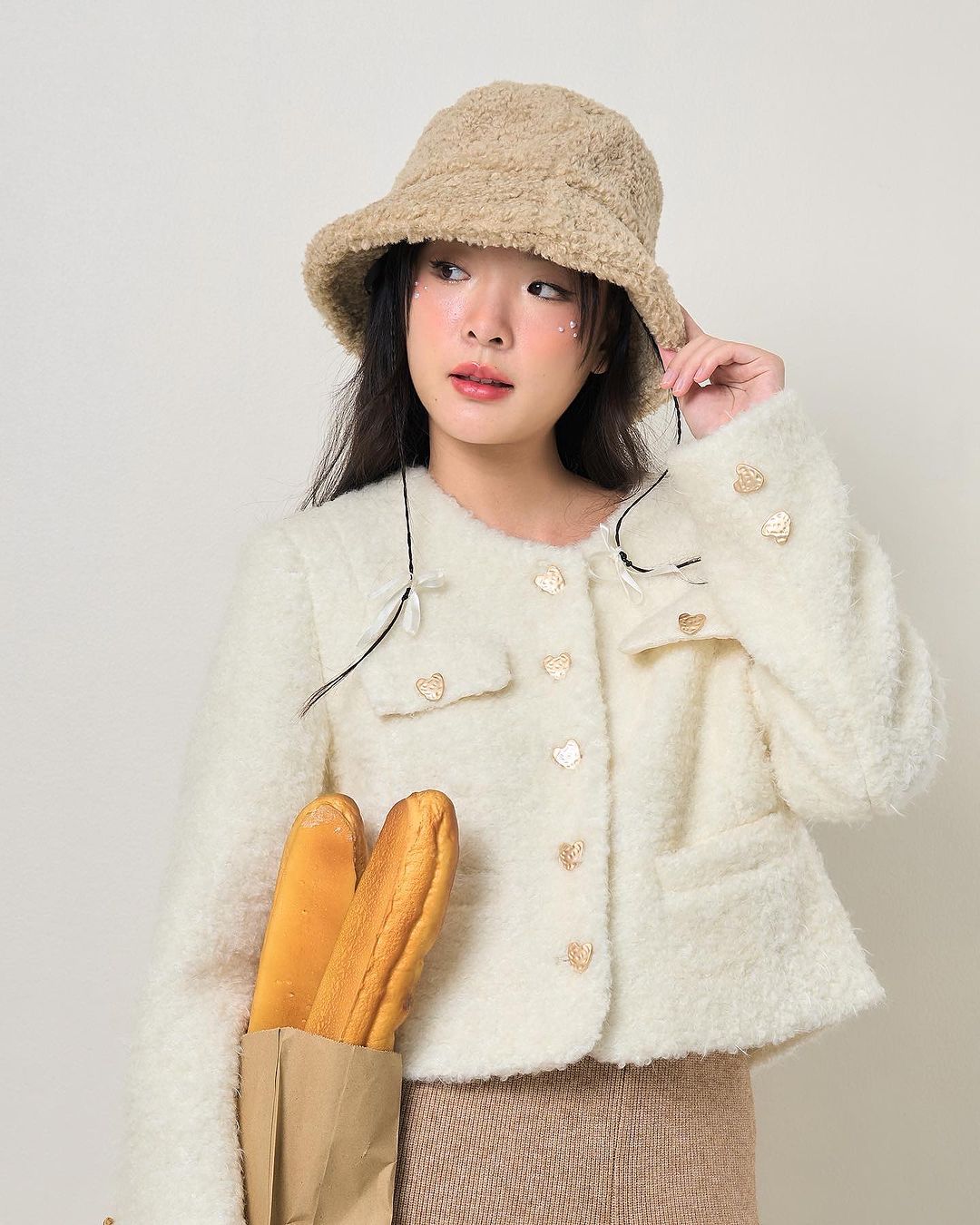 asian cute wool jacket for women