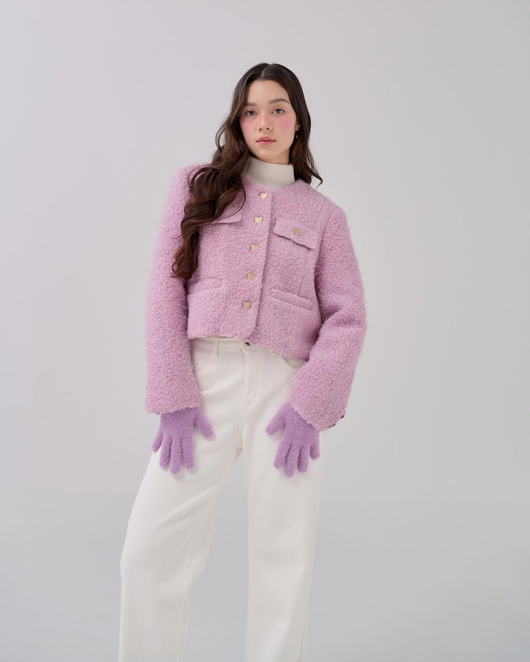 Purple Bora wool jacket for women